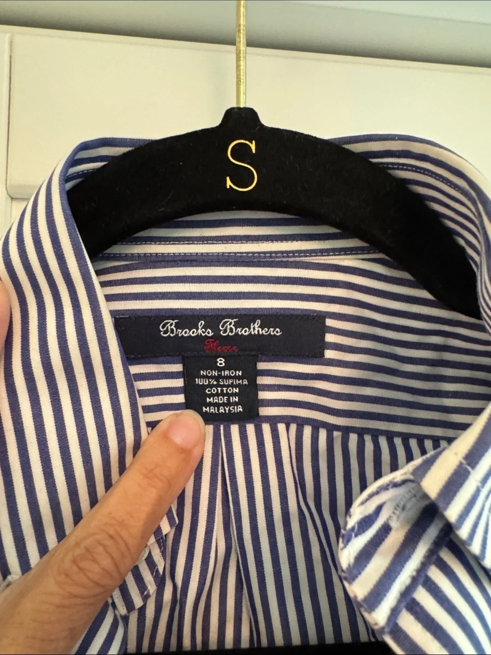 Brooks Brothers Navy and White Vertical Stripe Button-Down Shirt